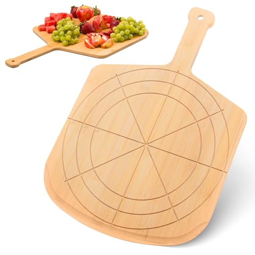 Wooden Pizza Peel 12 Inch Board with Engraved Sizes (Natural(12 inch))
