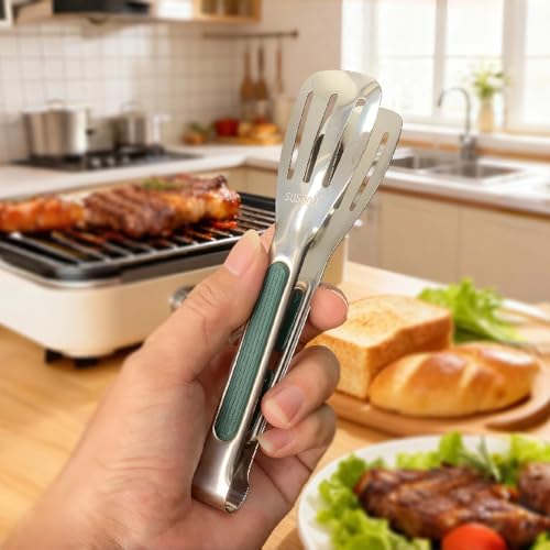 Stainless Steel Kitchen Tong Set (6inch / 3Pcs Green)