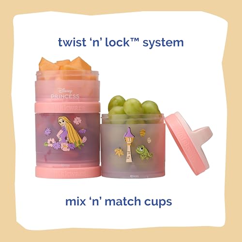 Rapunzel) DiSNEY PRINCESS Whiskware Stackable Snack Pack - 3 Jar + Handle - White/Pink/Purple (Disney / Rapunzel)