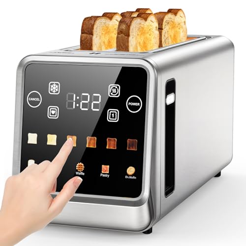 Toaster 4 Slice Long Slot for Bagels & Artisan Bread (Stainless steel / 2 Slots 4 Slice)
