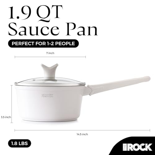 SOHO Ceramic Nonstick Saucepan with Lid (Cream / 1.9 Quarts)
