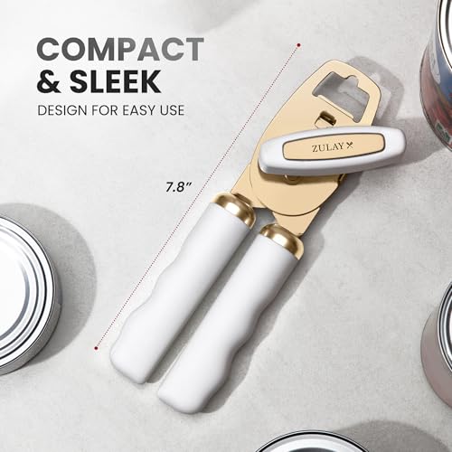 Manual Can Opener Heavy Duty Patented Stainless Steel (Alabaster Gold / Comfy Grip)