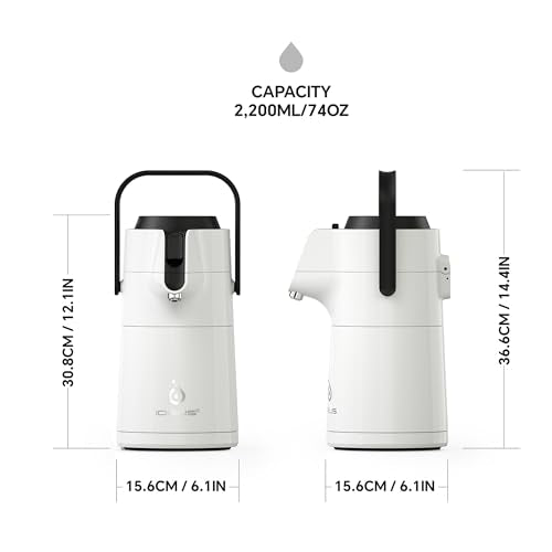 Thermal Coffee Carafe 68oz (Elegant White / 74.4 Ounces)