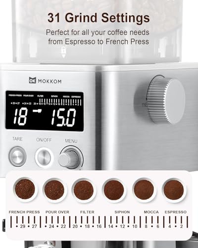 Electric Conical Burr Coffee Grinder with Removable Coffee Scale (Stainless Steel)
