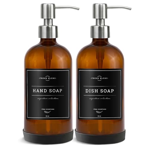 Amber Glass Soap Dispenser (Amber Bottle / Silver Pump)