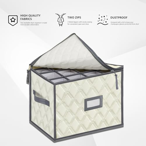 Champagne Flute Storage Box (Beige / 1 Pack Champagne Wine Glass Storage Box)