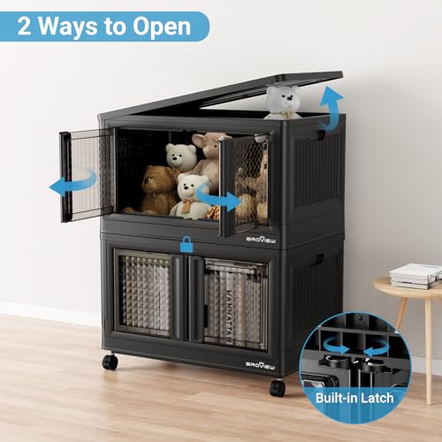500Qt Stackable Storage Bins with Lids (Black / 125 GAL)