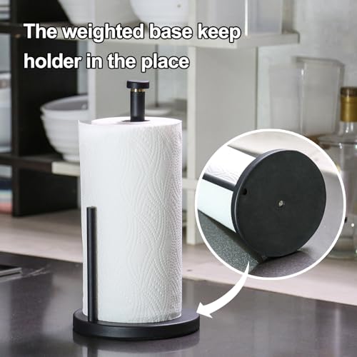 Weighted Base Paper Towel Holder Countertop (Black)