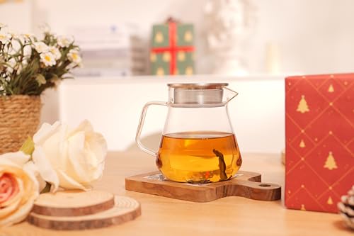 One Touch Glass Teapot with Stainless Steel Filter Lid (20oz(600ml))
