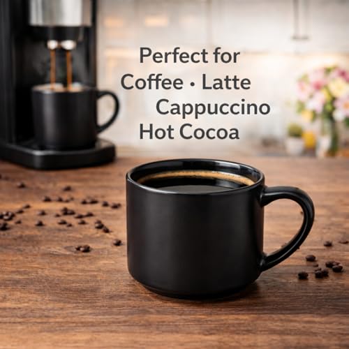 14 OZ Coffee Mugs Set of 6 (Matte Black / Set of 6(14 Ounces))