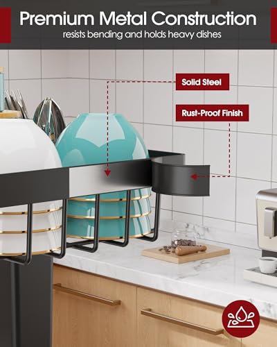 Over The Sink Dish Drying Rack (Black / Standard - 3 Baskets)