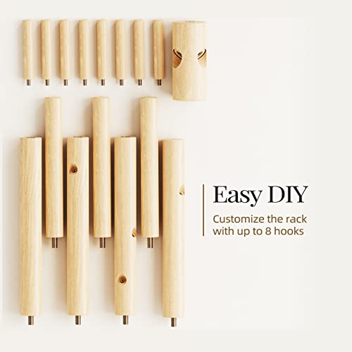 Solid Wooden Coat Rack Freestanding with 8 Hooks (Wood)