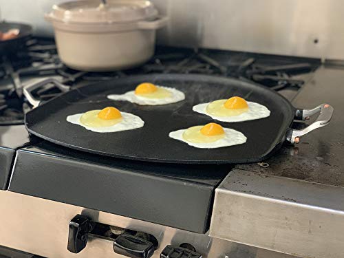 Cast Iron Grill Skillet and Pan with Forged Handles for Pizza