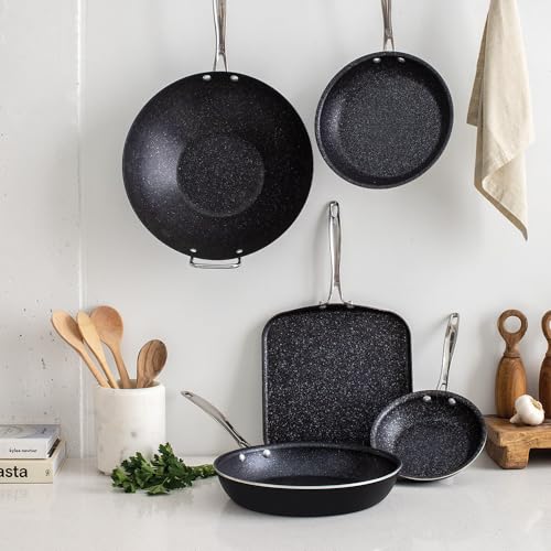 Basalt Aluminized Steel Spun Wok (14-Inch / Nonstick Ceramic Coating)