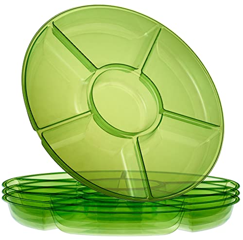 6 Sectional Round Plastic Serving Tray (Green)
