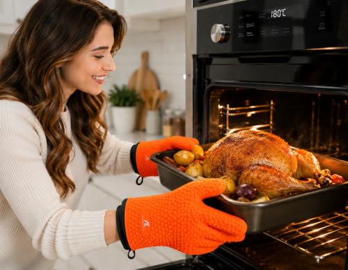 Silicone Oven Gloves (Orange)