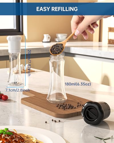 Premium Manual Salt and Pepper Grinder Set (Tall Set - Black White)