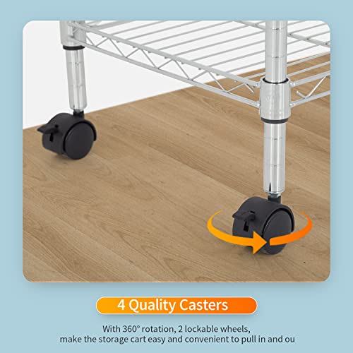 3 Tier Wire Shelf with Wheels