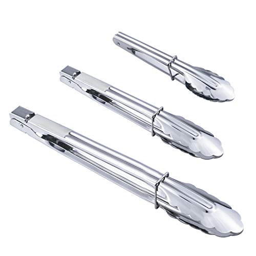 3PCS Stainless Steel Kitchen Tongs 7 (7" 9" 12")