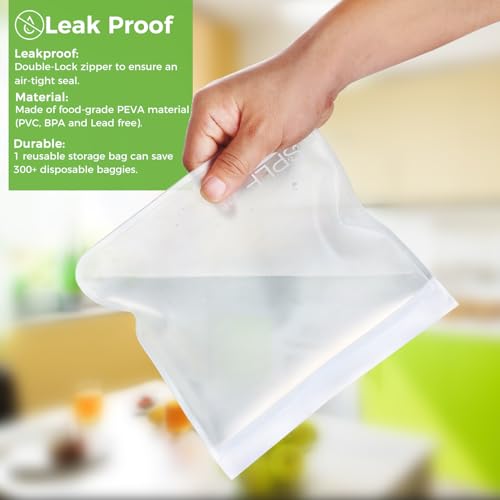 10 Pack Dishwasher Safe Reusable Snack Bags (10 Pack-10 Snack / White)