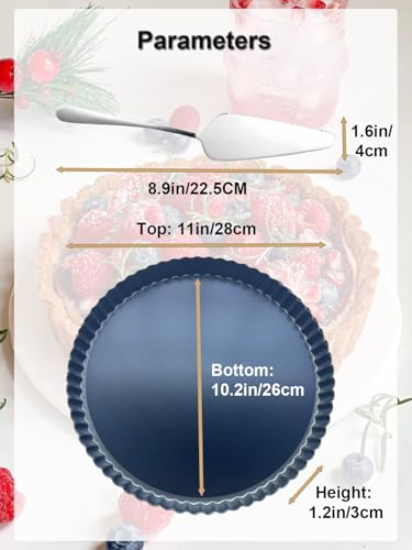 11 Inch Quiche Pans with Cake Server. Removable Bottom (11*1.2IN)