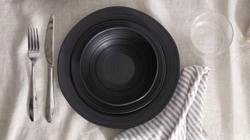 Black Ridge Piece Dinnerware Set (Black / 12-Piece Dinnerware Set)