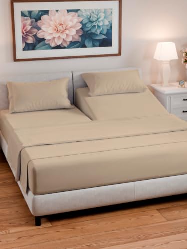 Flex Top Split Head King 4 Piece Sheet Set (12 - Cream / Split Head/Flex Top)