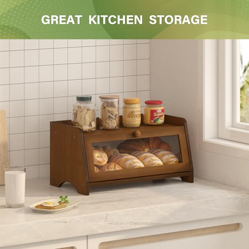 Double Layer Bread Box for Kitchen Countertop (Brown / 1 Tier)