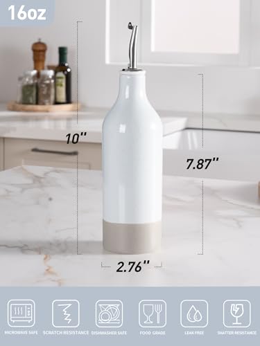 16oz Ceramic Oil Dispenser Bottle (Light Gray / 1 Piece (Milkyway))