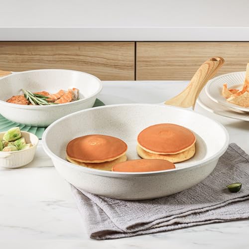 Nonstick Ceramic Frying Pan Skillet (8 Inch / White)