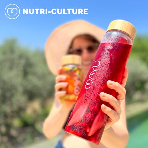 Pure Glass Reusable Water Bottle with Bamboo Lid (34 fl oz)
