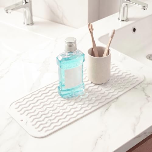 Silicone Dish Drying Mat for Multiple Usage (White / 17"L x 6"W)