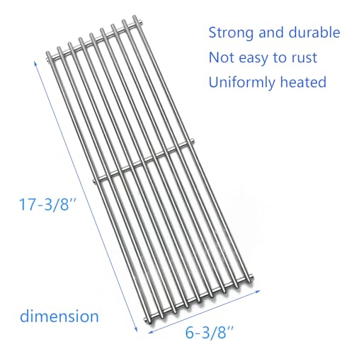 17-3/8" Stainless Steel Grates for Broil King Baron 320, 340, 420, 440, 490 Huntington 2122-64 2122-67 6020-54 6020-57 6020-64 Broil-Mate 7020-54 7020-64 7120-64 Sterling Gas Grill (17-3/8" x 25-1/2")