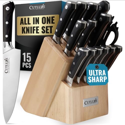 15 Piece Knife Set for Kitchen (Rubberwood)