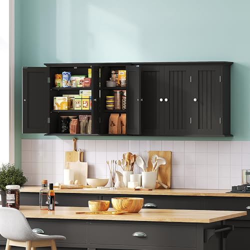 Laundry Cabinet with 3 Doors and Adjustable Shelves (Black / 9.06"D x 31.1"W x 23.4"H)