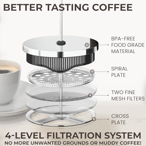 French Press Coffee Maker (Silver)