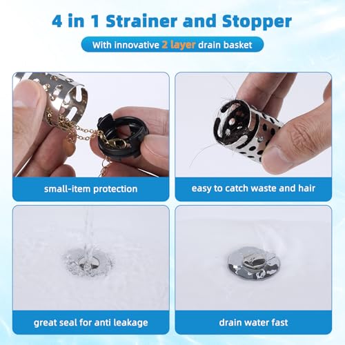 Universal Bathroom Sink Drain Stopper Hair Catcher