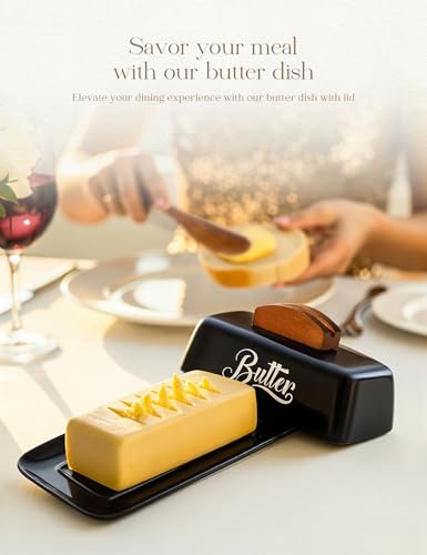 Black Butter Dish with Lid and Knife