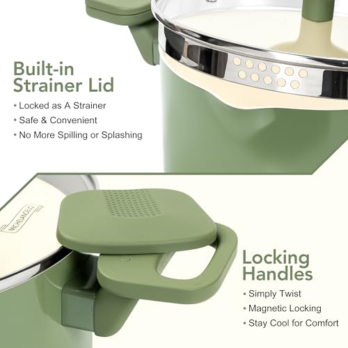 6 Qt Ceramic Nonstick Pasta Pot with Strainer Lid