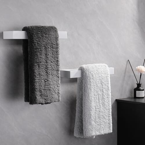 Bath Towel Holder Stainless Steel Towel Hanger Wall Mount Towel Ring for Bathroom 2 Pack (White)