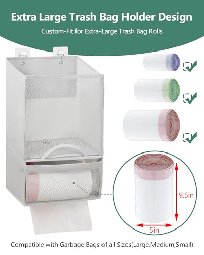 Bag Saver Extra Large 2 in 1 Plastic Bag Holder Storage (Light Grey)
