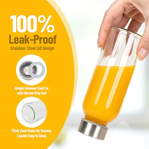 10 oz Glass Juice Bottles (Clear Glass Bottle 16 Pack / 10 Ounces)