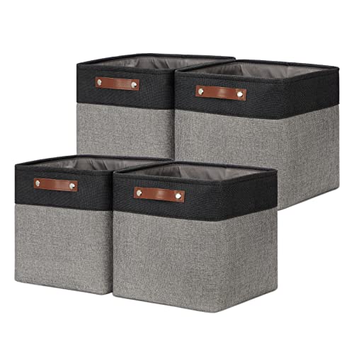 11x11 Cube Storage Bins for Cube organizer (Black&Grey / S-11"x11"x11")