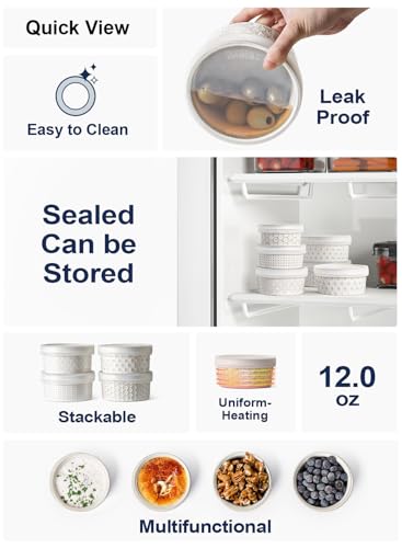 Ramekins Oven Safe with Lids (12 oz)