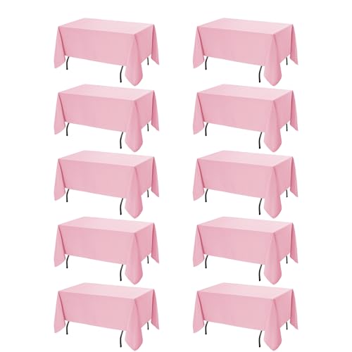 10 Pack Pink Tablecloths for Rectangle Tables (Pink / 60x120 In, 10 Pack)