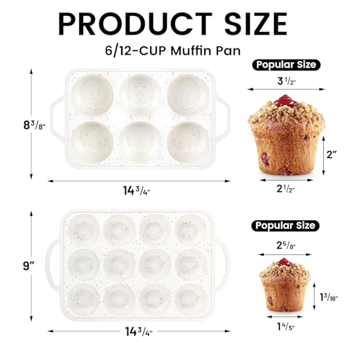 2Pack Silicone Muffin Pan for Baking with Metal Reinforced Frame (Standard+Jumbo)
