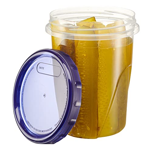 12 Pack Twist Cap Food Storage Containers with Blue Screw on Lid (32 OUNCE)