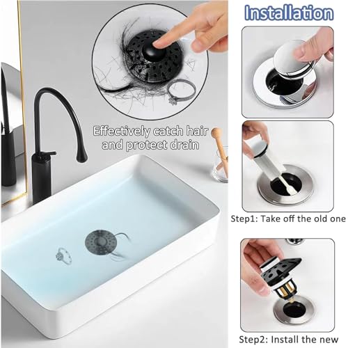 Bathroom Sink Drain Strainer (Matte Black)