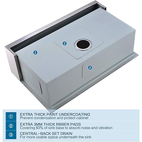 33 Inch Farmhouse Sink Workstation (33"L x 22"W x 10"D / Stainless Steel (Flat Apron))