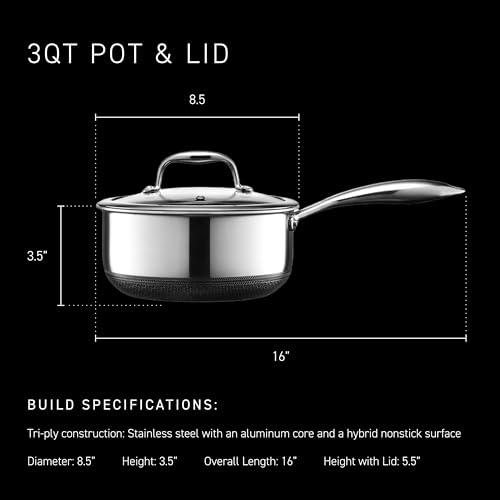 3QT Hybrid Nonstick Saucier with Lid